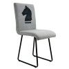 Krzesło tapicerowane na metalowych nogach, grafika konia