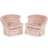 Pair of Vintage Boudoir Rose Velvet Lounge Chairs