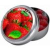 Jardin Riche strawberry flavoured natural hard candies in 110 gr. tin with a souvenir magnet